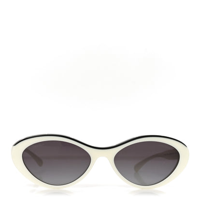 Chanel Acetate Oval Sunglasses 5416 White Black 2 of 7