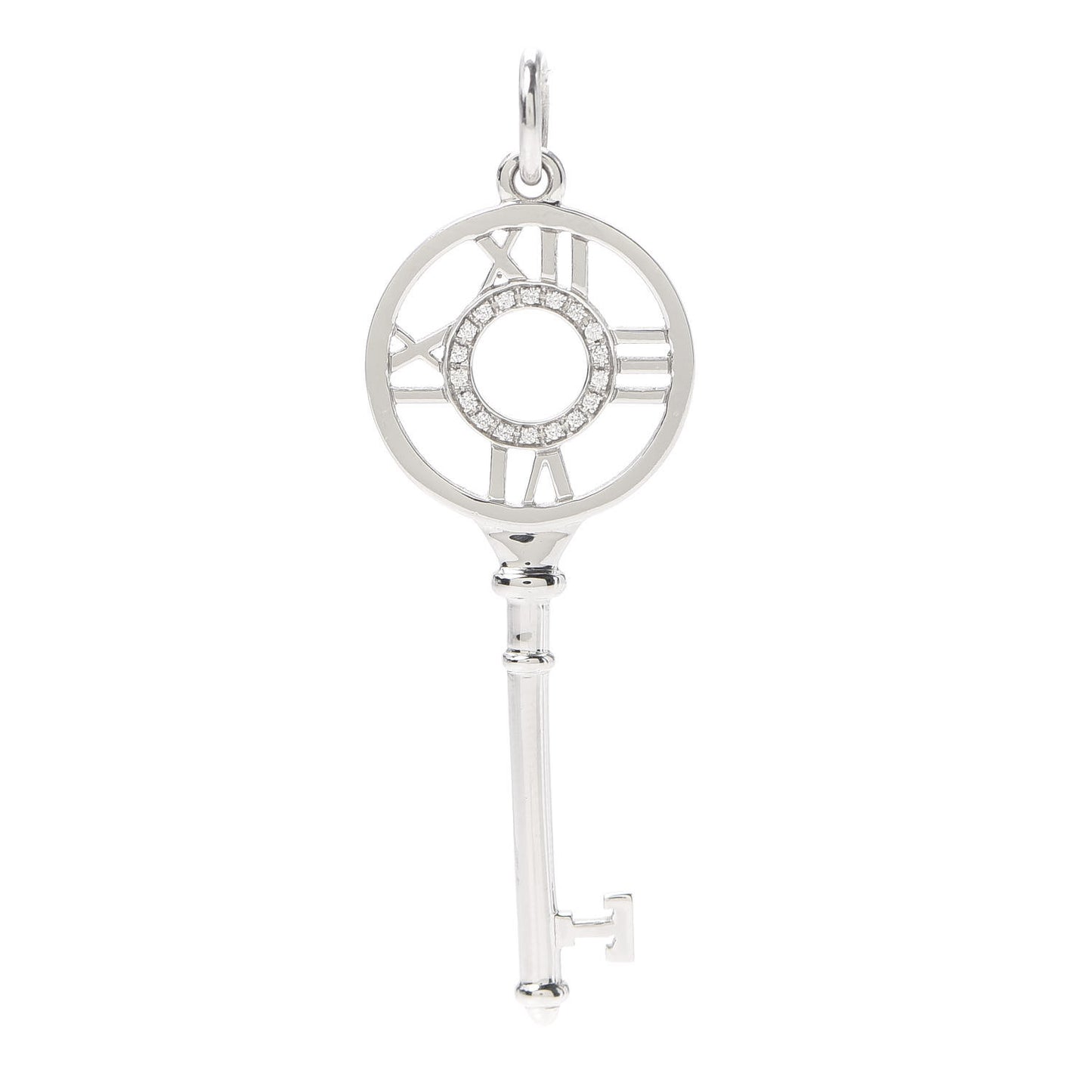 18K White Gold Diamond Atlas Key Pendant