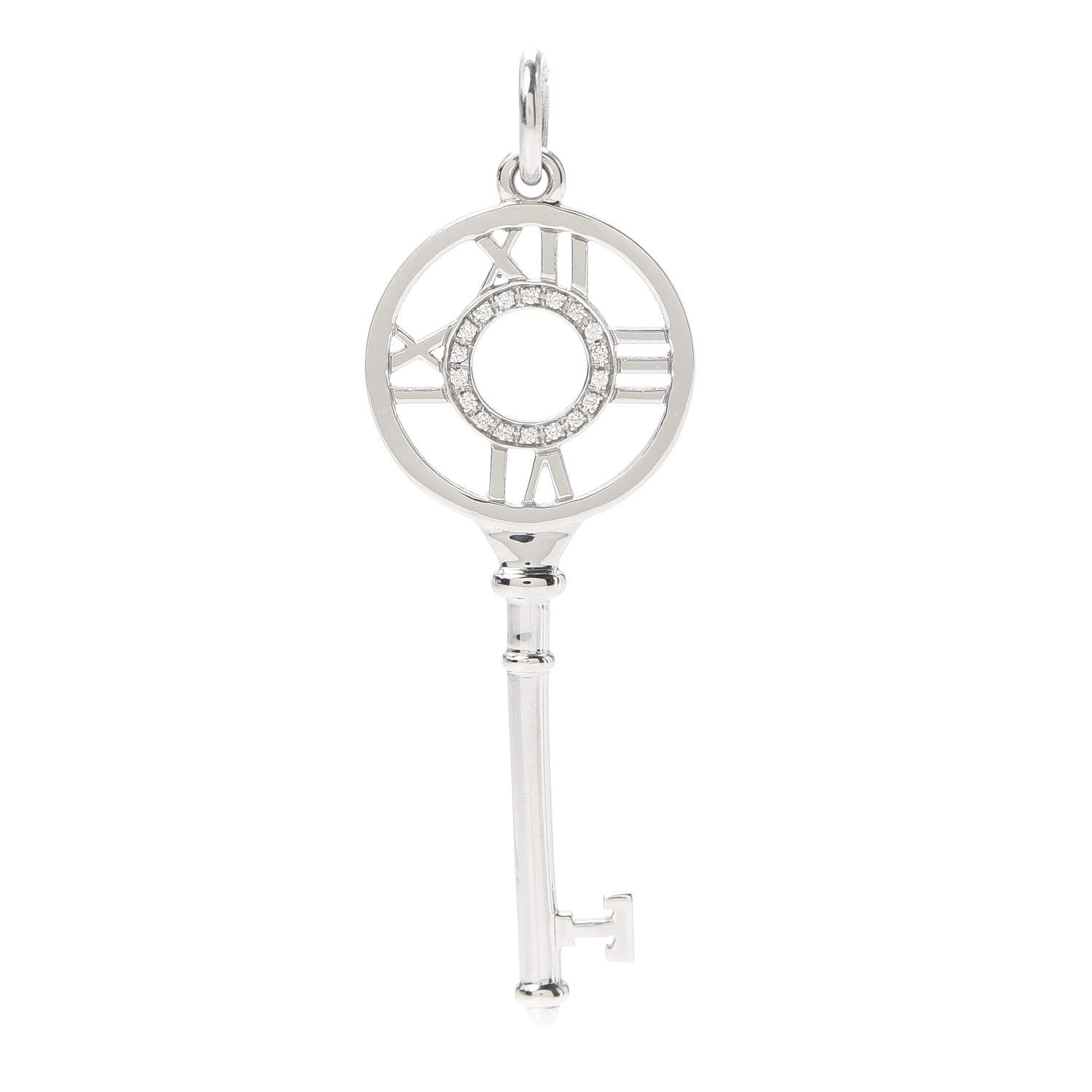 Tiffany 18K White Gold Diamond Atlas Key Pendant 1 of 4