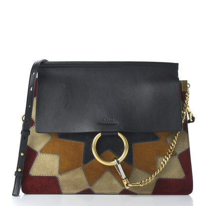 Chloe Suede Wonder Woman Patchwork Medium Faye Shoulder Bag Black 1 of 9