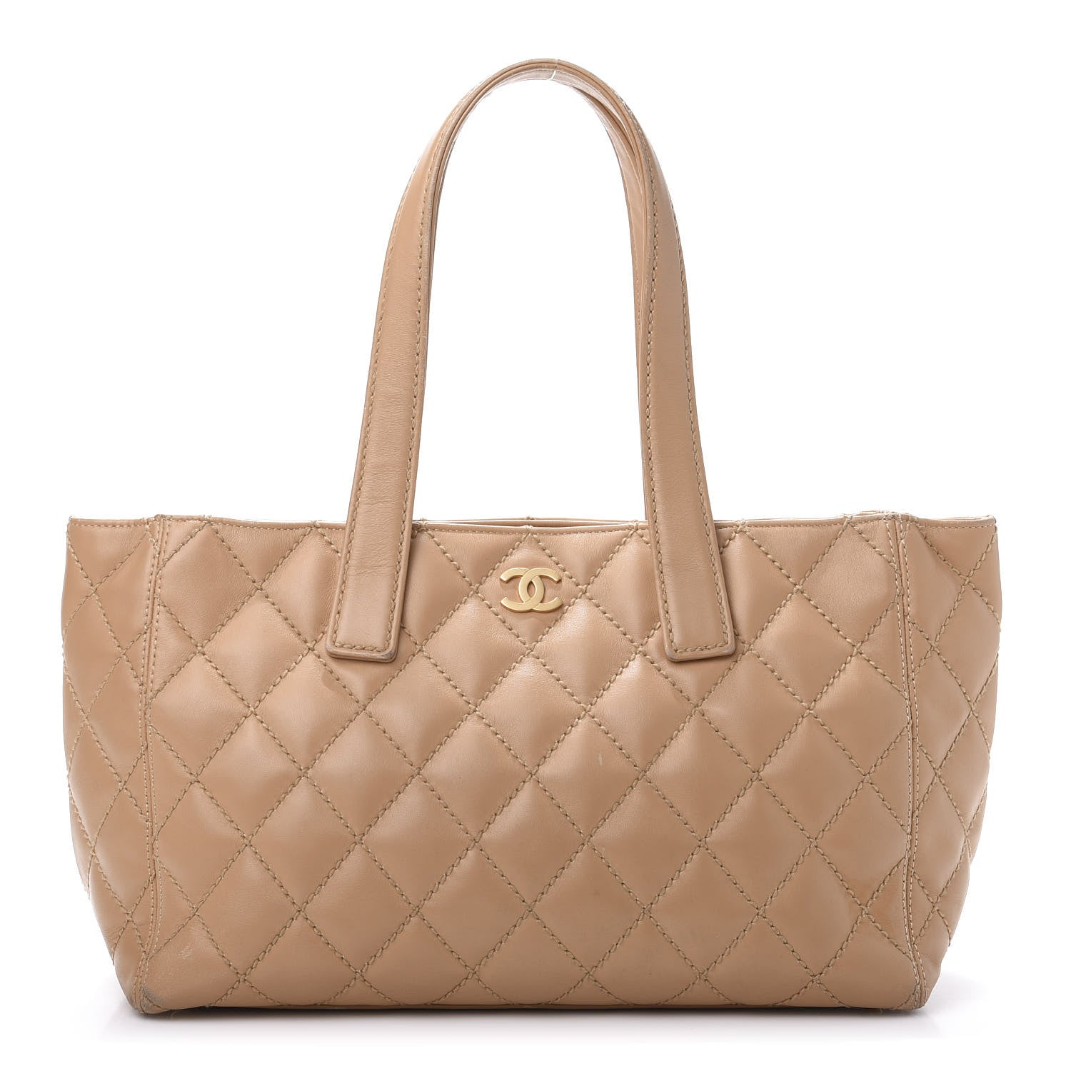 Chanel Calfskin Wild Stitch Medium Tote Beige 1 of 16