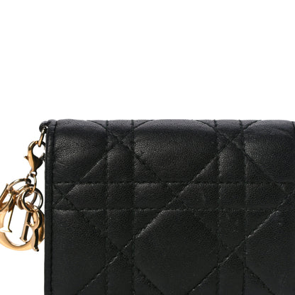 Christian Dior Lambskin Cannage Lady Dior Lotus Wallet Black 8 of 15