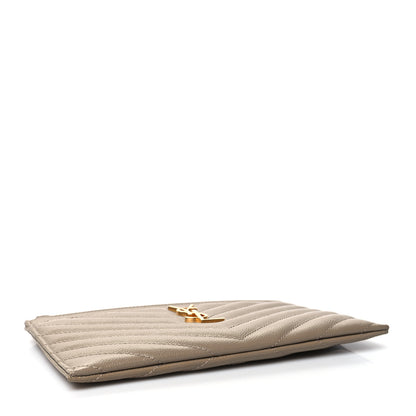 Saint Laurent Grain De Poudre Chevron Monogram Bill Pouch Dusty Grey 4 of 10