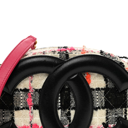Chanel Tweed Lambskin Quilted Coco Midnight Camera Case White Black Multicolor 4 of 11