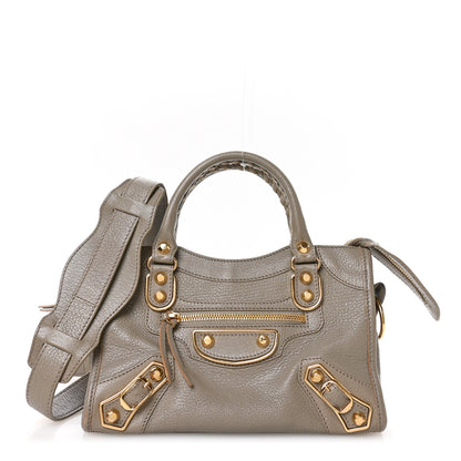 Balenciaga Chevre Gold Metallic Edge Hardware Mini City Gris Taupe 1 of 11