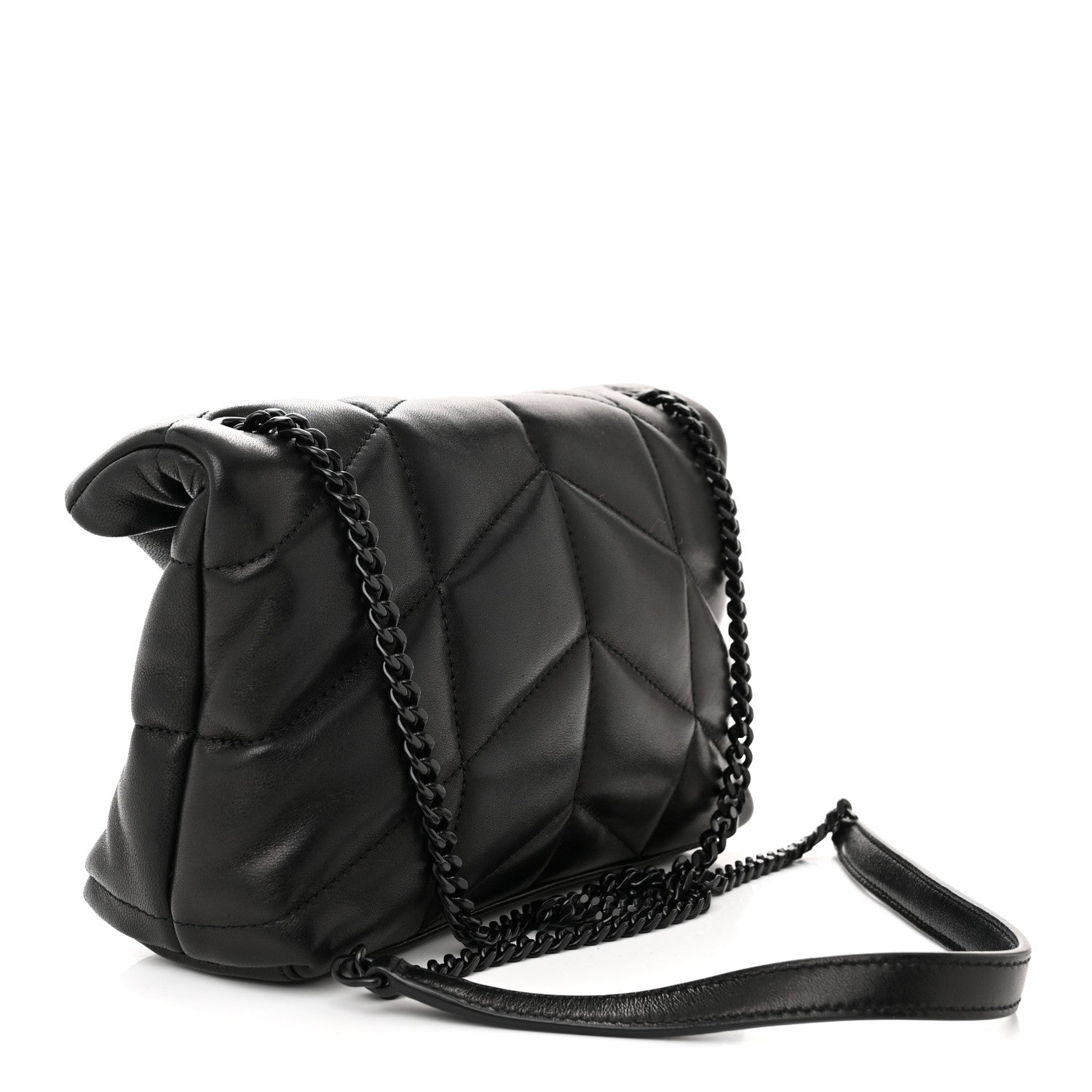 Saint Laurent Lambskin Quilted Toy Loulou Puffer Monogram Monochrome Chain Satchel Black 3 of 10