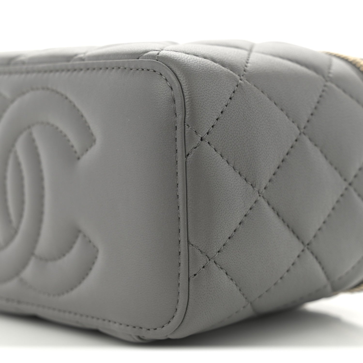 Chanel Lambskin Quilted Small Top Handle Vanity Case With Chain Dark Grey 10 of 11