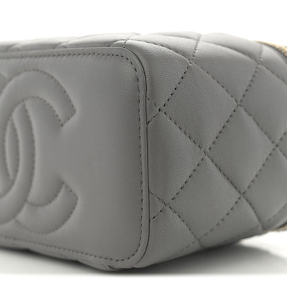 Chanel Lambskin Quilted Small Top Handle Vanity Case With Chain Dark Grey 10 of 11