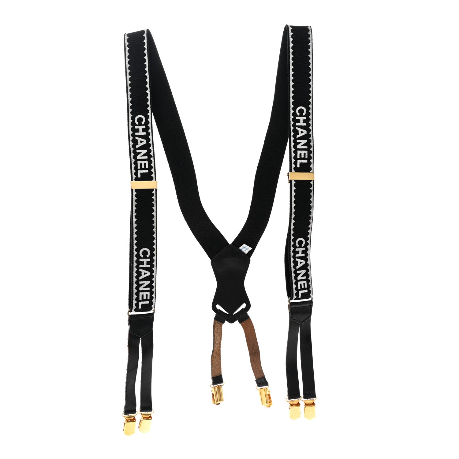 Chanel Logo Suspenders Black White 1 of 11