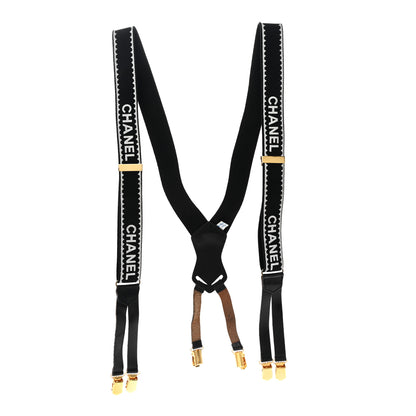 Chanel Logo Suspenders Black White 1 of 11