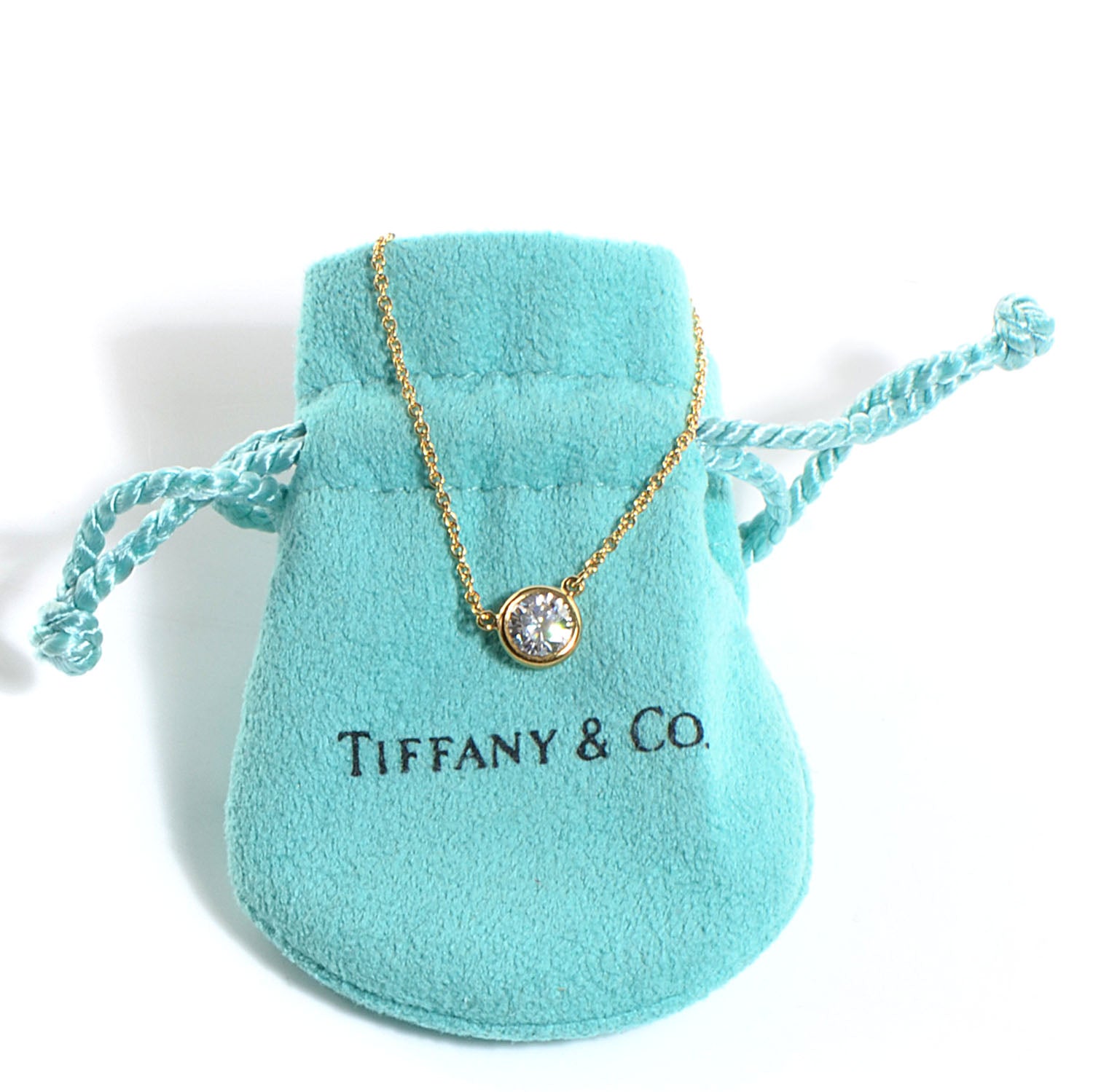 Tiffany 18K Yellow Gold Diamond .42ct Elsa Peretti Diamonds by the Yard Pendant Necklace 6 of 6