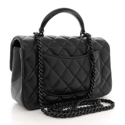 Chanel Lambskin Quilted Mini Top Handle Rectangular Flap So Black 3 of 11