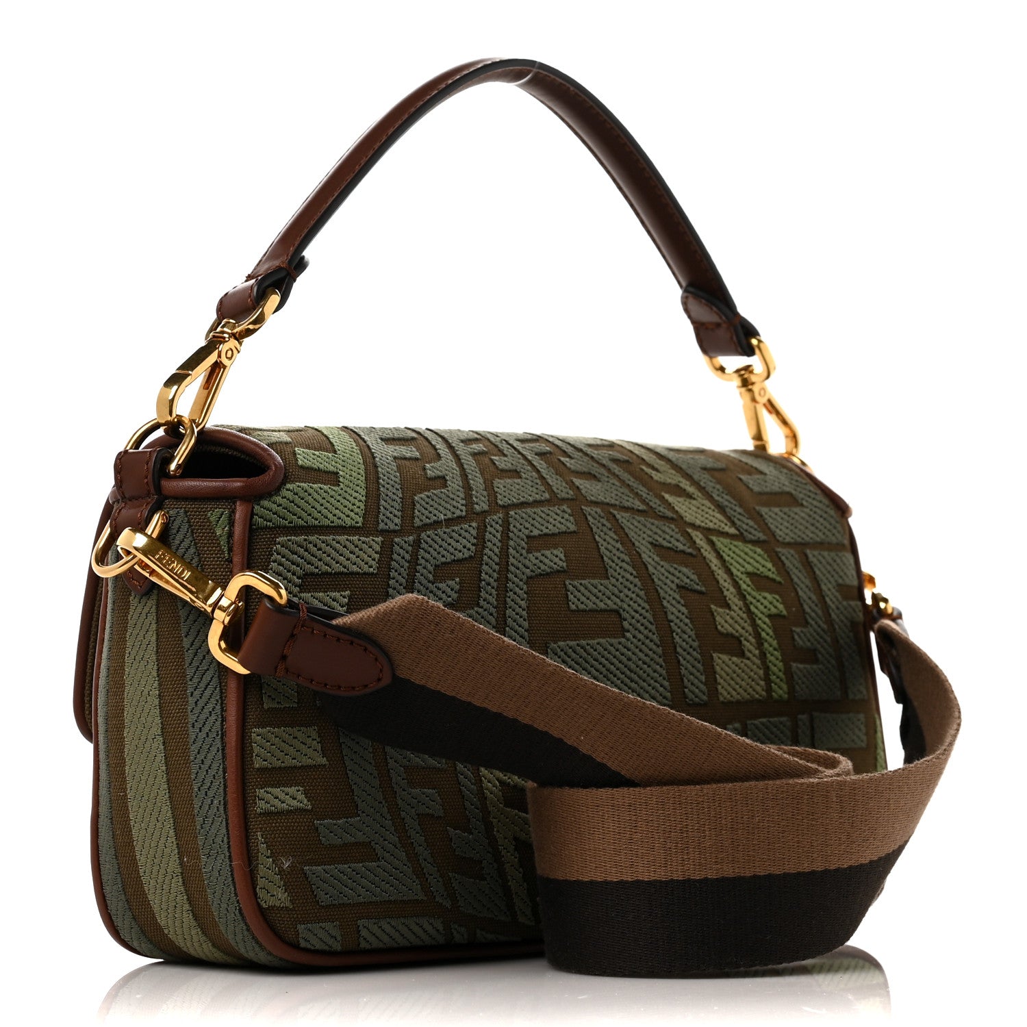 Fendi X SARA COLEMAN Canvas Vitello King FF Fish Eye Embroidered Baguette Amazzonia Ghianda 3 of 8