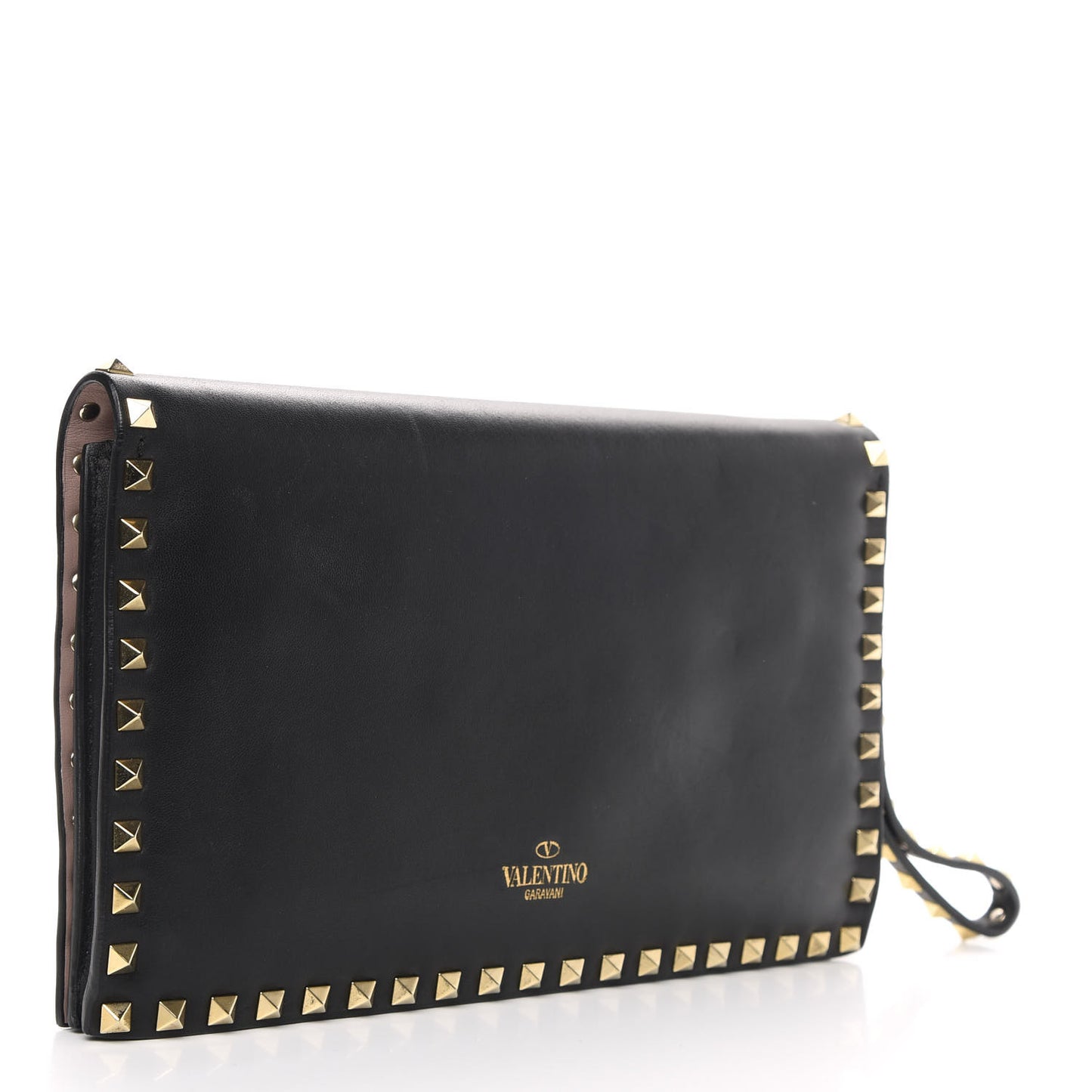 Nappa Rockstud Wristlet Clutch Black
