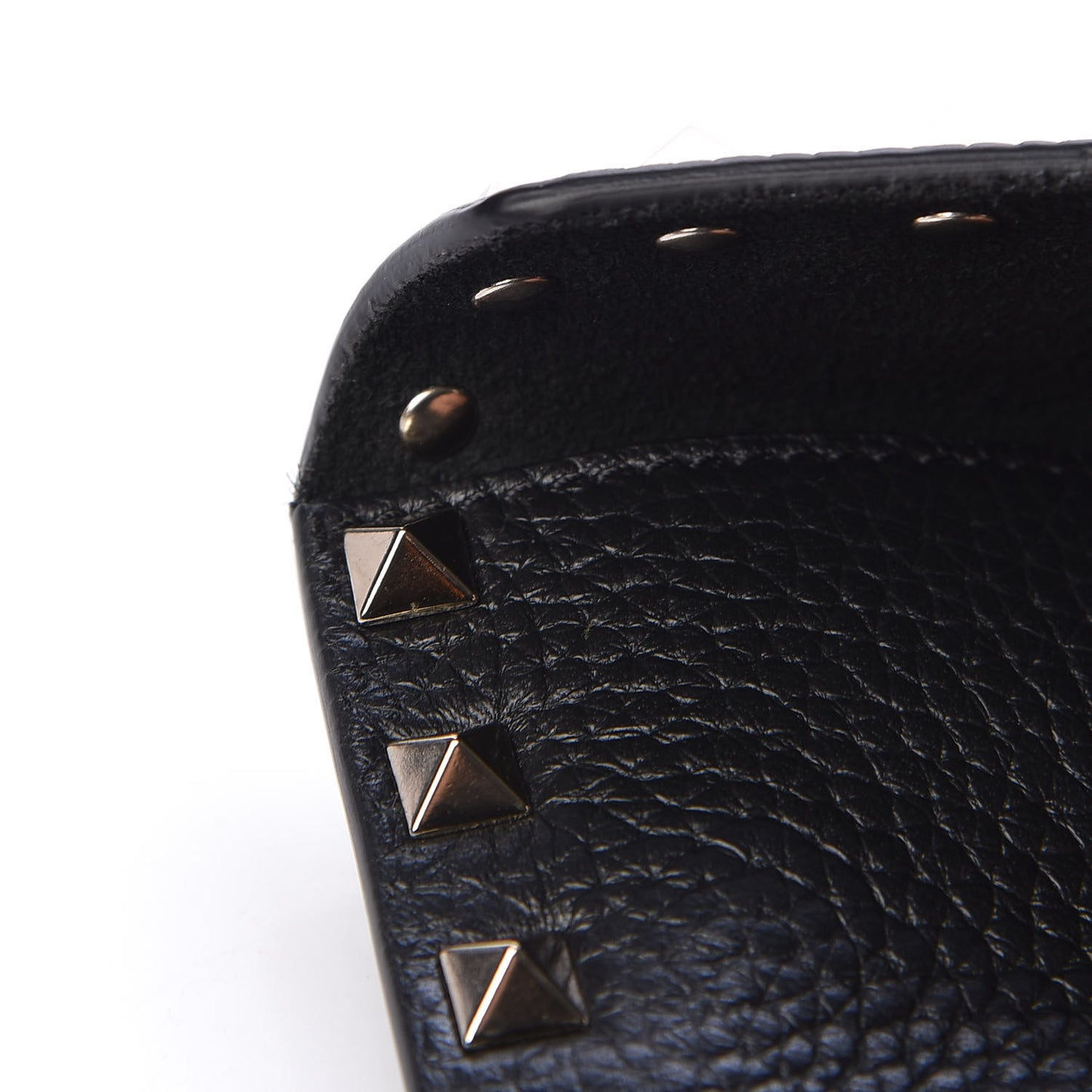 Pebbled Calfskin Large Rockstud Envelope Clutch Black