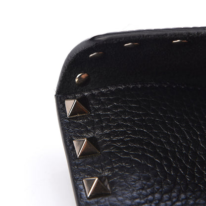 Valentino Garavani Pebbled Calfskin Large Rockstud Envelope Clutch Black 10 of 11