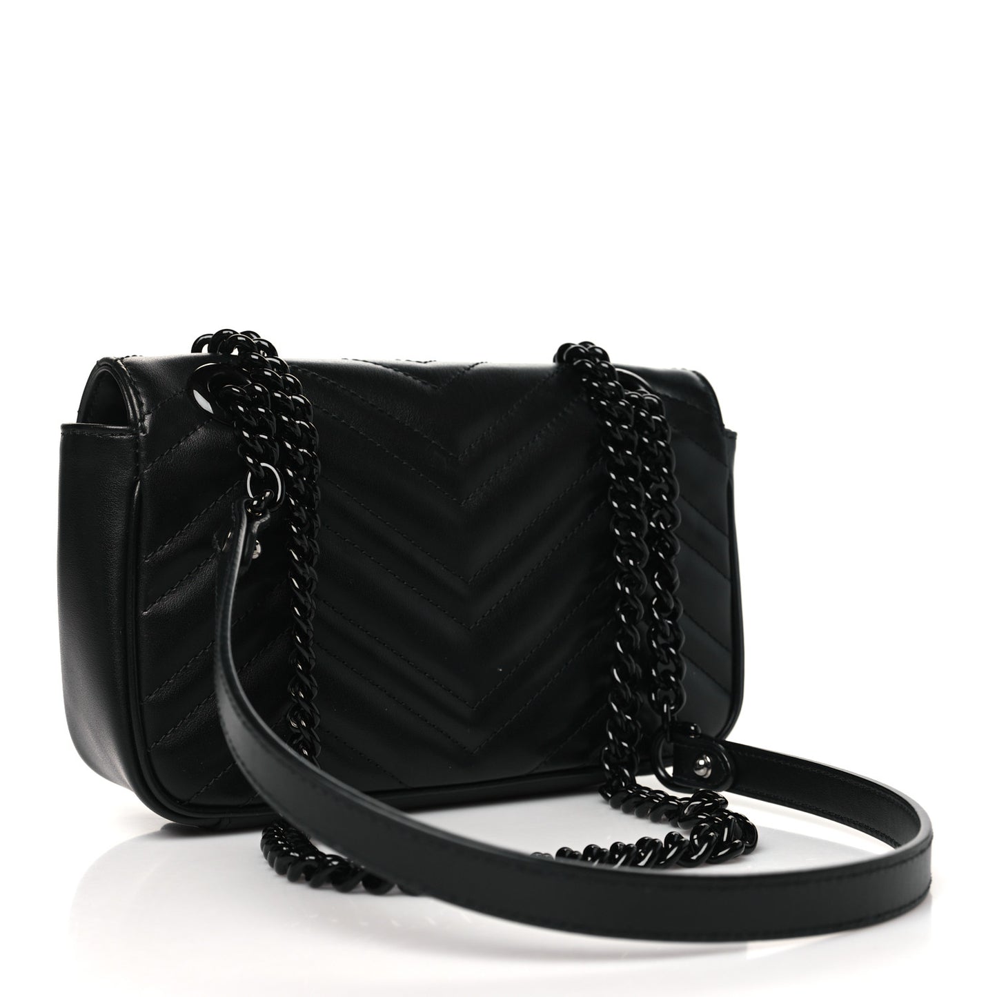 Calfskin Matelasse Monochrome Mini GG Marmont Shoulder Bag Black