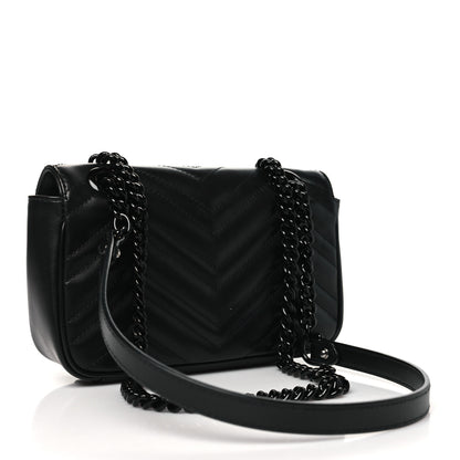 Gucci Calfskin Matelasse Monochrome Mini GG Marmont Shoulder Bag Black 3 of 10