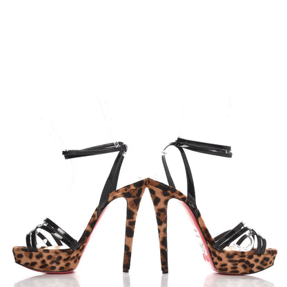 Christian Louboutin Patent Pony Hair Leopard Print Passiflore 140 Platform Sandals 39.5 Black 8 of 9