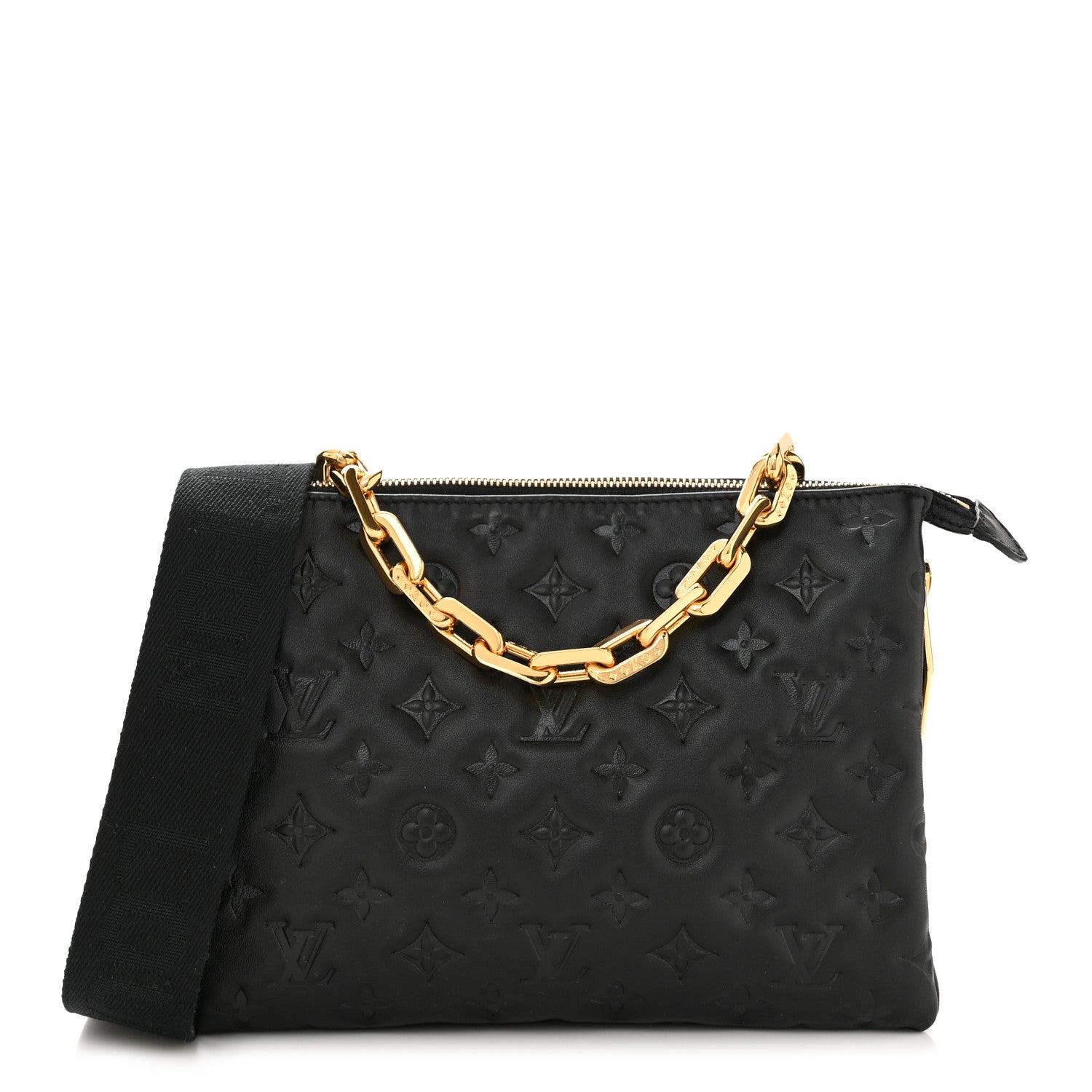 Louis Vuitton Lambskin Embossed Monogram Coussin PM Black 1 of 10