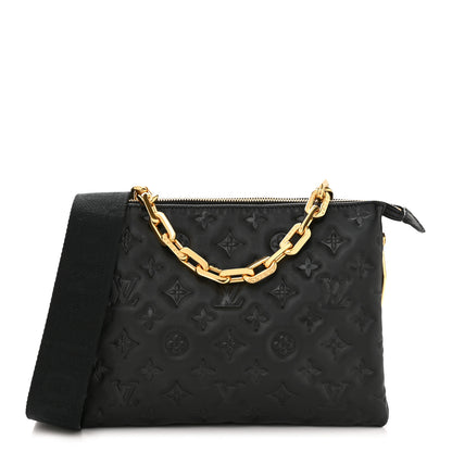 Louis Vuitton Lambskin Embossed Monogram Coussin PM Black 1 of 10