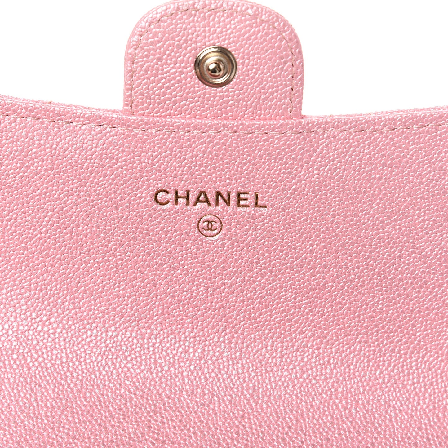 Iridescent Caviar Quilted Medium Flap Wallet Rose Pink