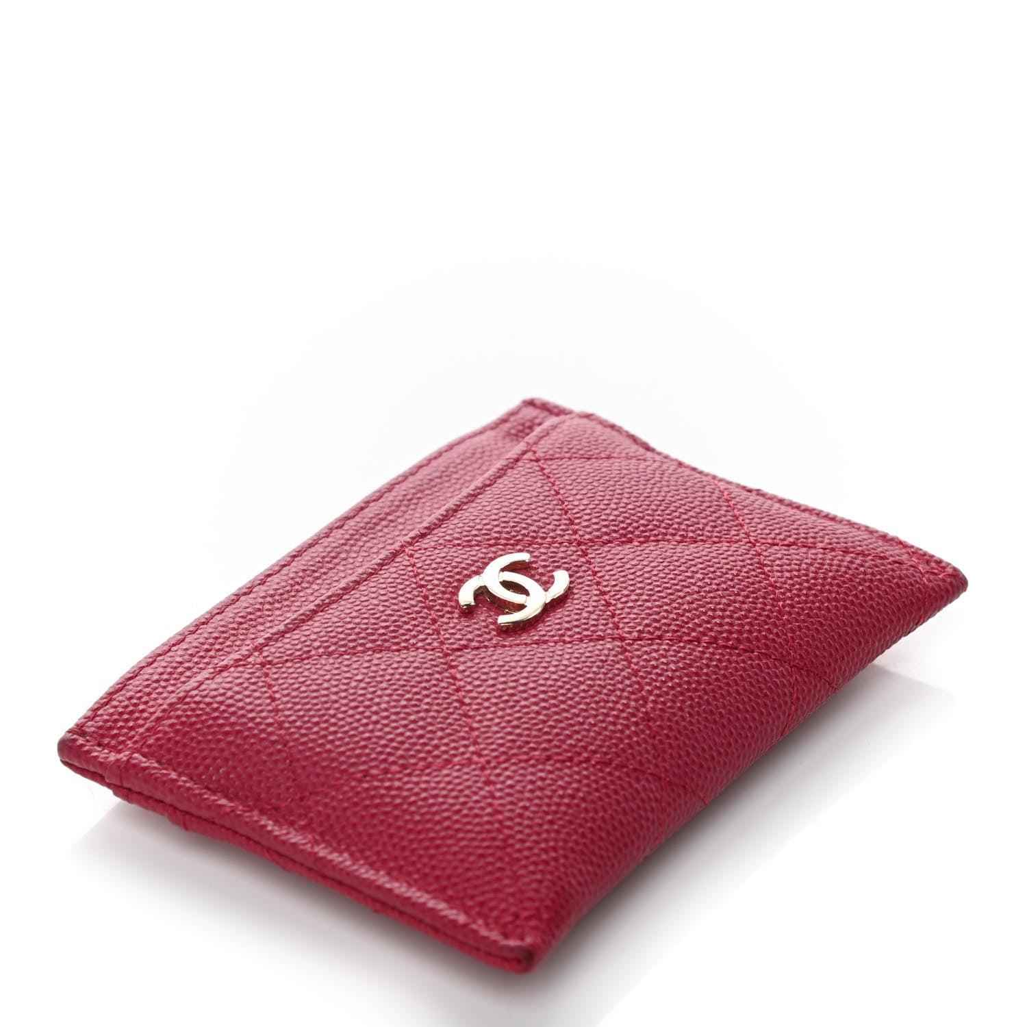 Chanel Caviar Quilted Card Holder Dark Pink 4 of 9