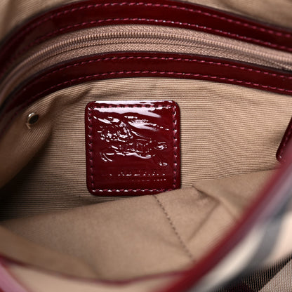 Burberry Patent Nova Check Dryden Crossbody Bag Dark Red 6 of 17
