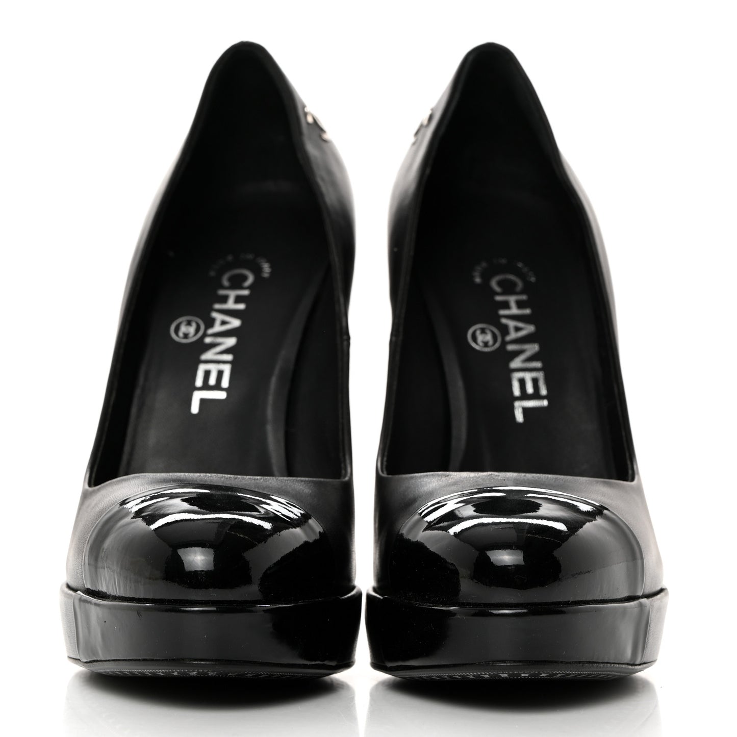 Calfskin Cap Toe CC Pumps 37 Black