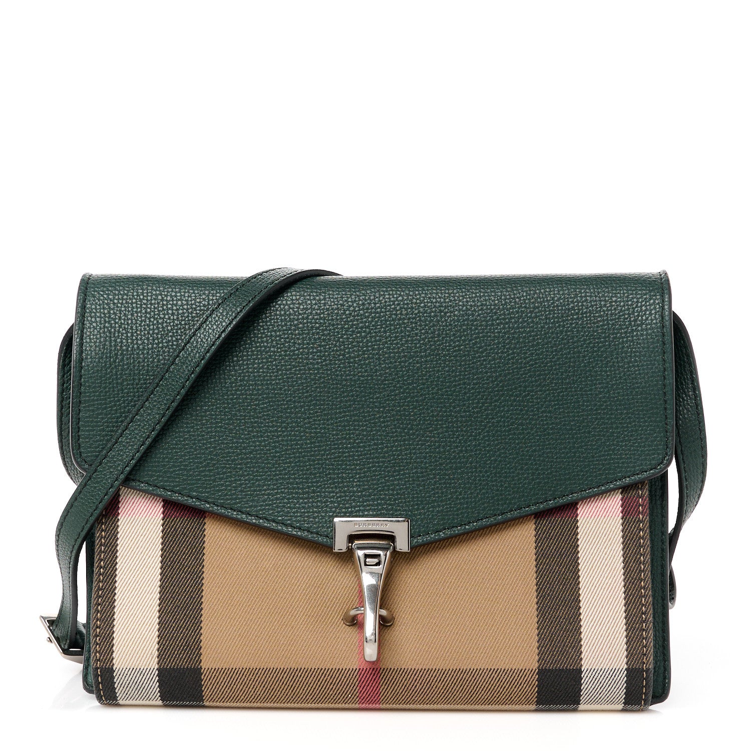 Burberry Derby Calfskin House Check Small Macken Crossbody Bag Dark Bottle Green 1 of 12