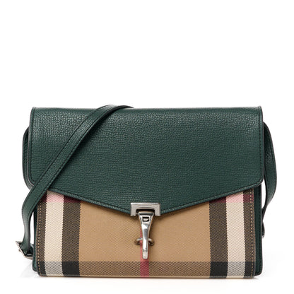 Burberry Derby Calfskin House Check Small Macken Crossbody Bag Dark Bottle Green 1 of 12