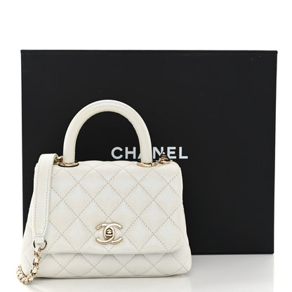Chanel Iridescent Caviar Quilted Extra Mini Coco Handle Flap White 11 of 11
