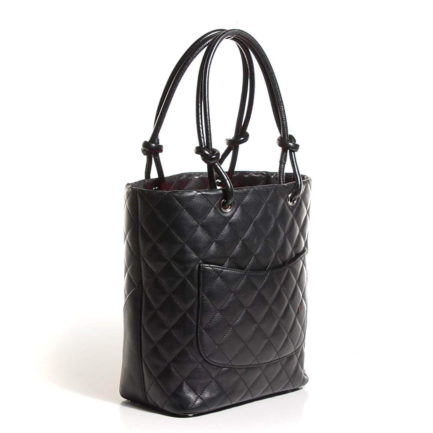 Calfskin Quilted Medium Cambon Tote Black White