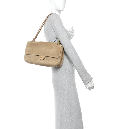 Chanel Suede Calfskin Small Souplissimo Maxi Flap Dark Beige 2 of 10