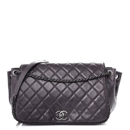 Chanel Calfskin Quilted Large CC Enchained Accordion Flap Grey 1 of 9