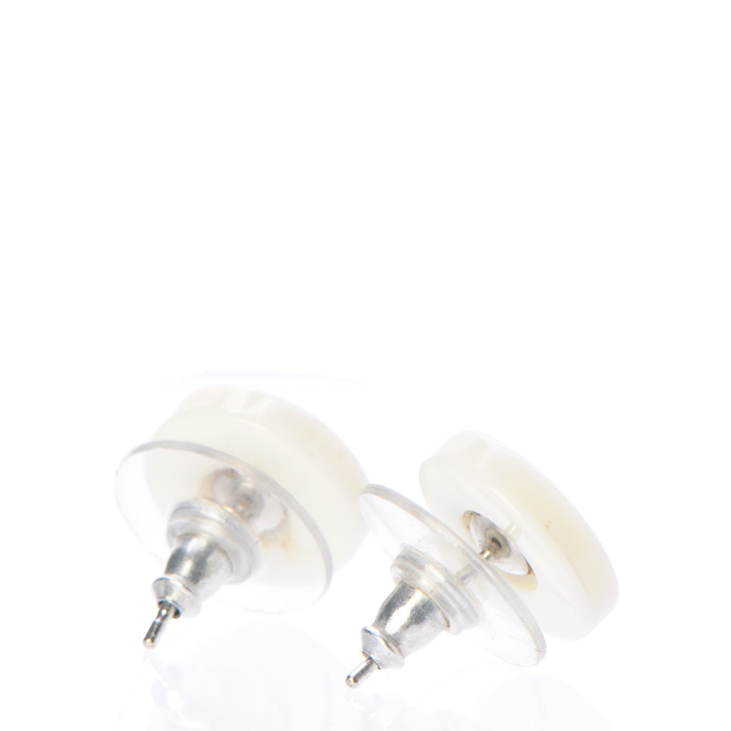 Chanel Resin CC Stud Earrings Black White 3 of 5