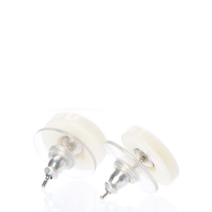 Chanel Resin CC Stud Earrings Black White 3 of 5