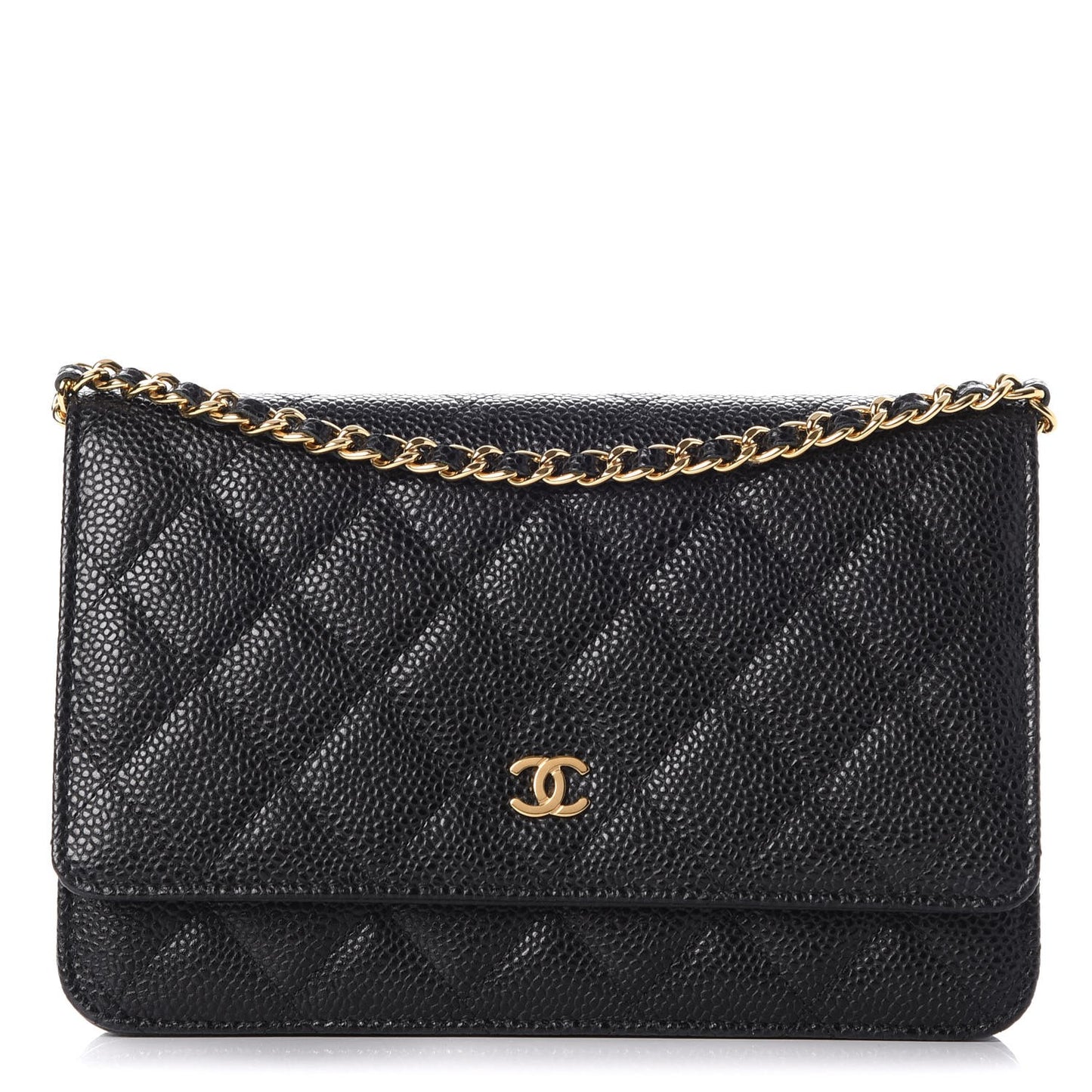 Caviar Quilted Wallet On Chain WOC Black