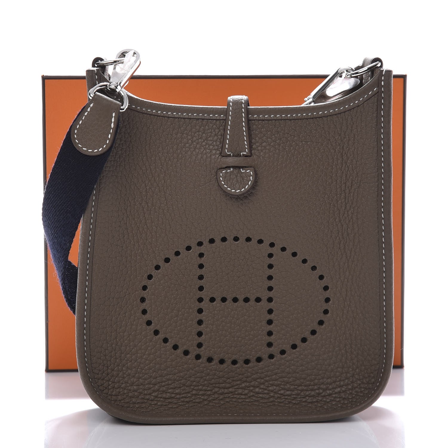 Hermes Taurillon Clemence Amazone Evelyne TPM Etoupe Bleu Indigo 10 of 10