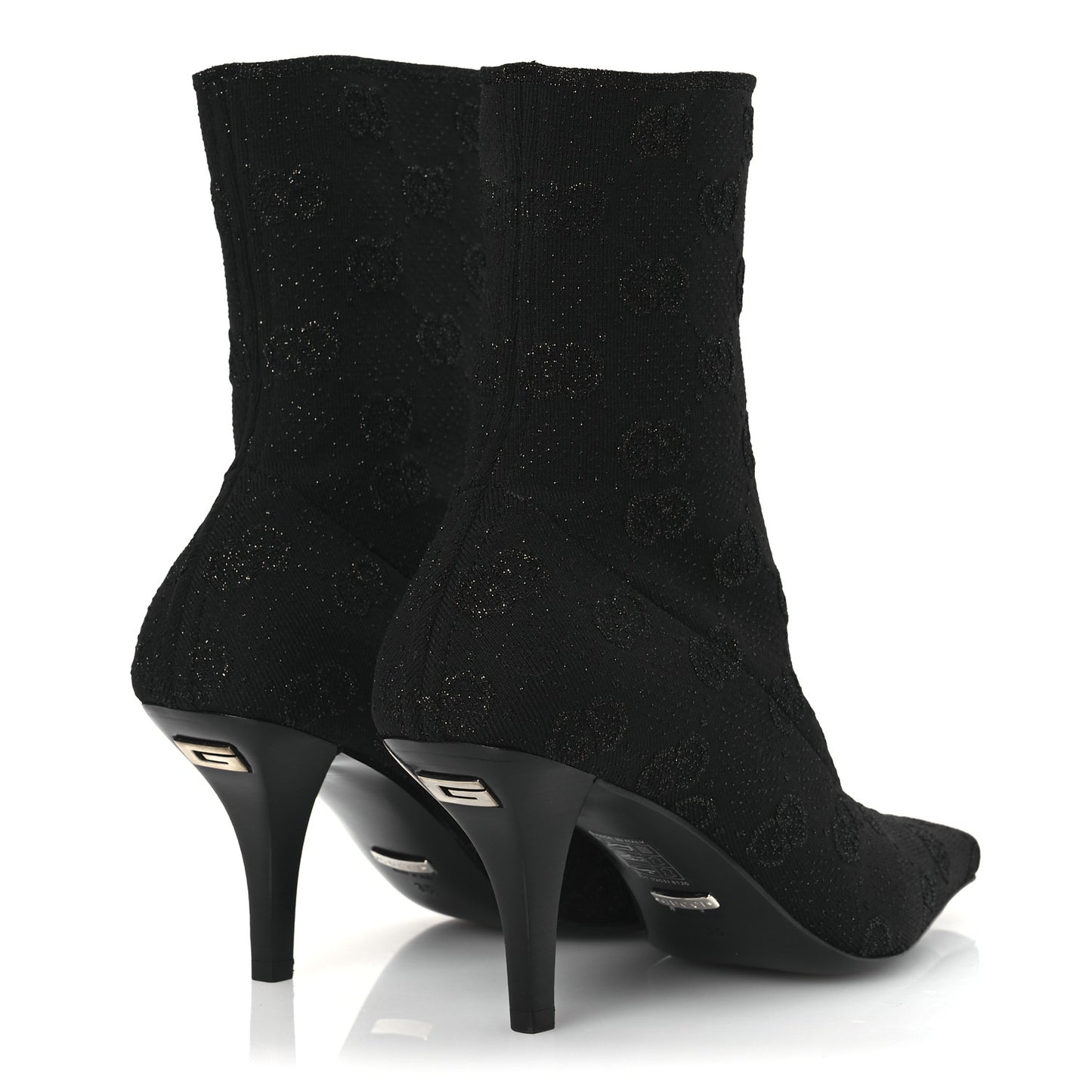 Technical Jersey Knit GG Monogram Square G 75mm Ankle Boots 38 Black Gray