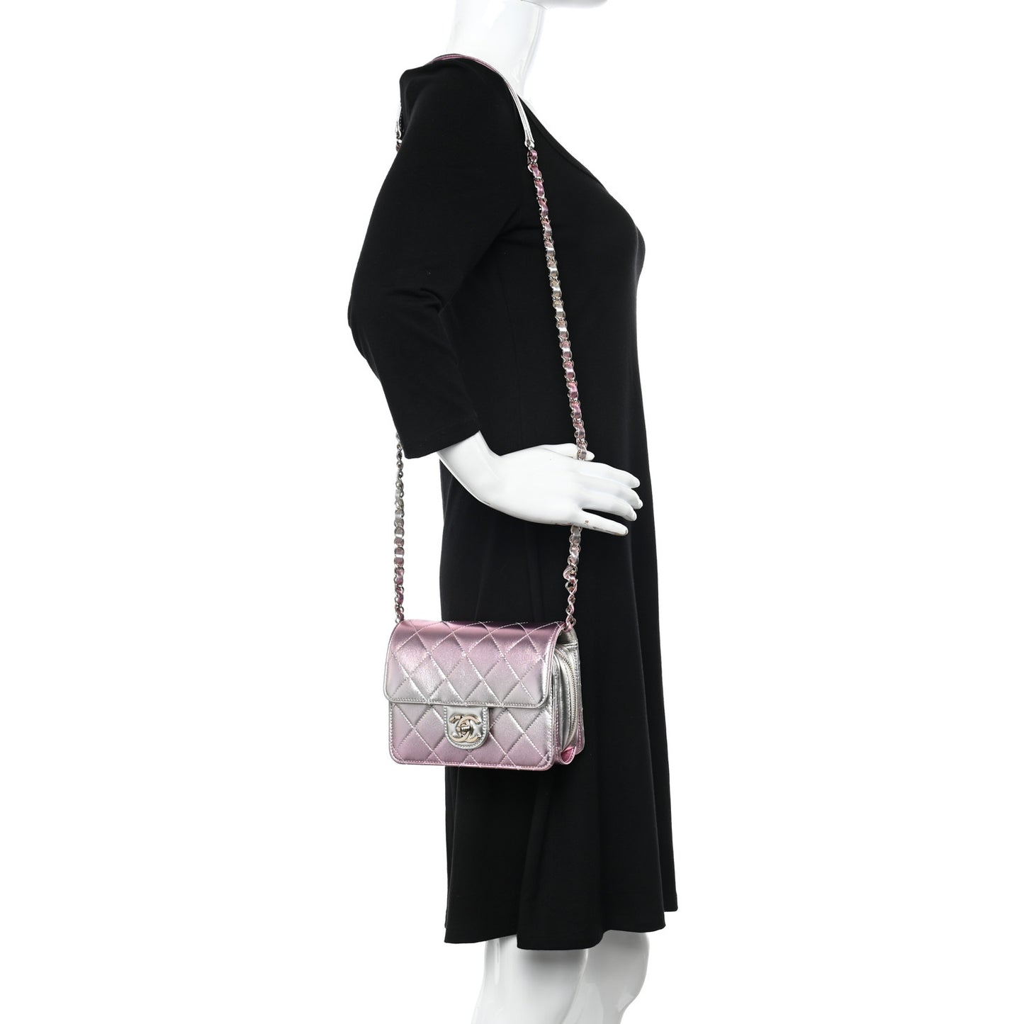 Metallic Lambskin Like A Wallet Flap Golden Pink