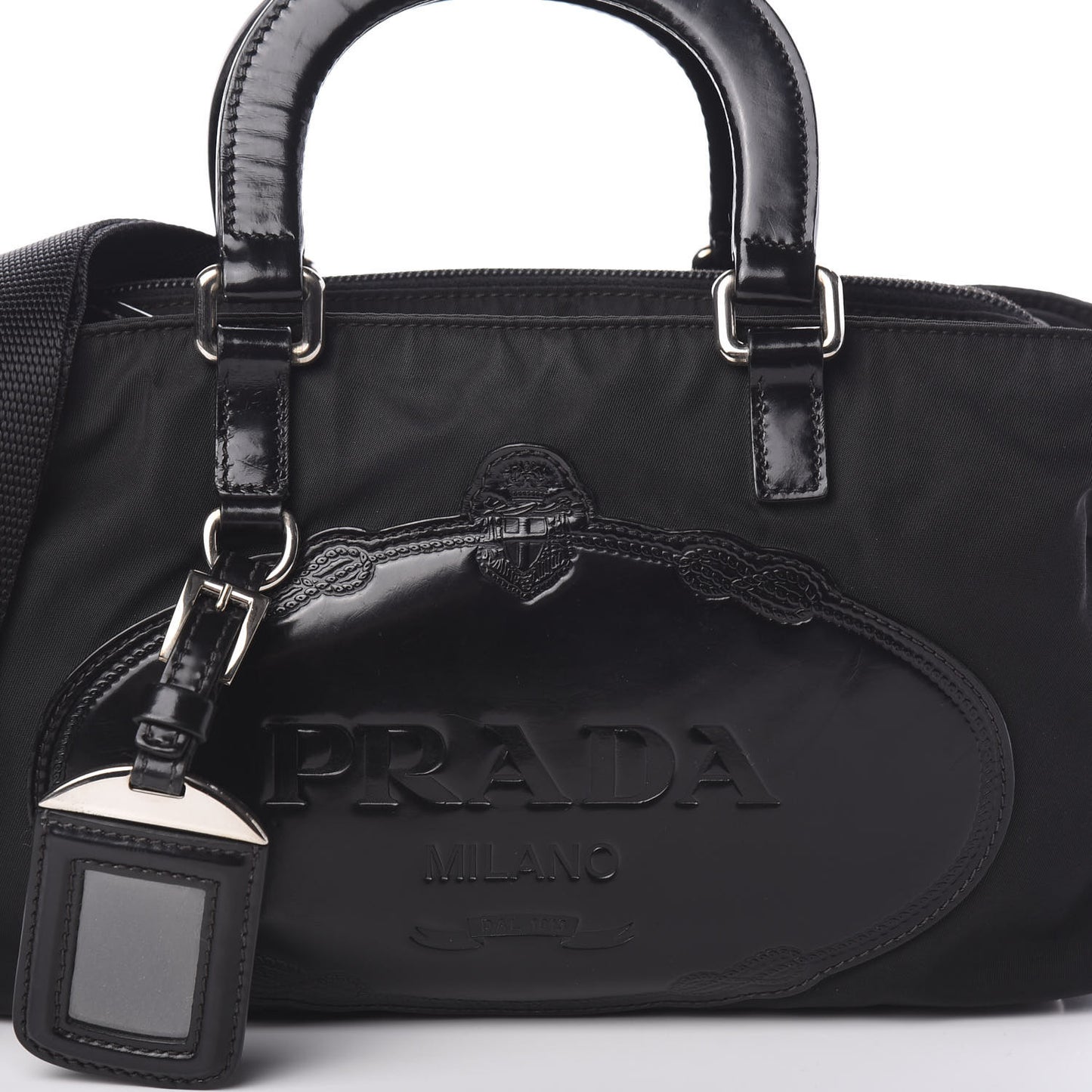 Tessuto Nylon Spazzolato Logo Tote Black