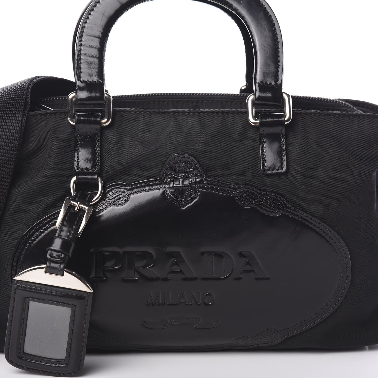 Prada Tessuto Nylon Spazzolato Logo Tote Black 8 of 11