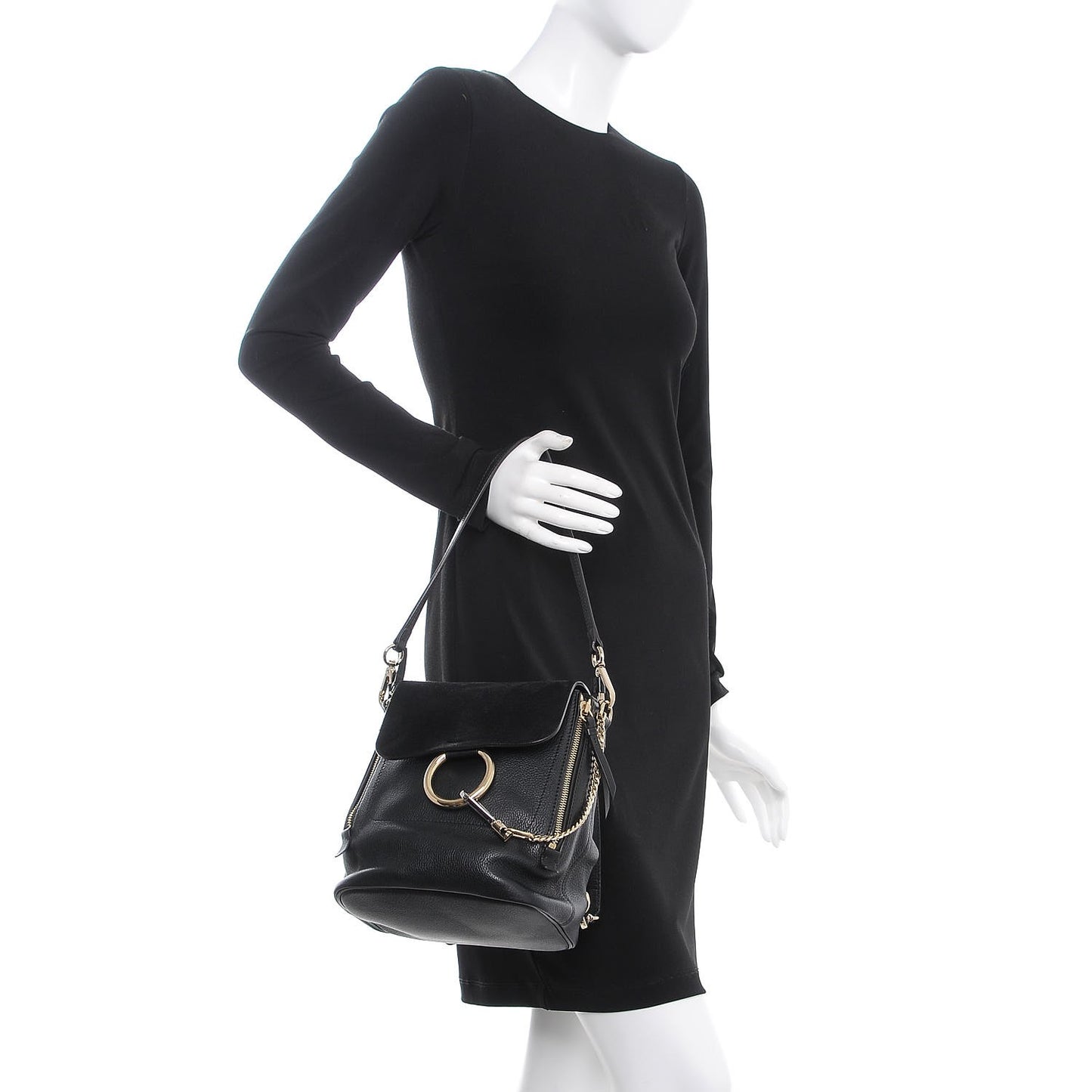 Suede Calfskin Small Faye Backpack Black