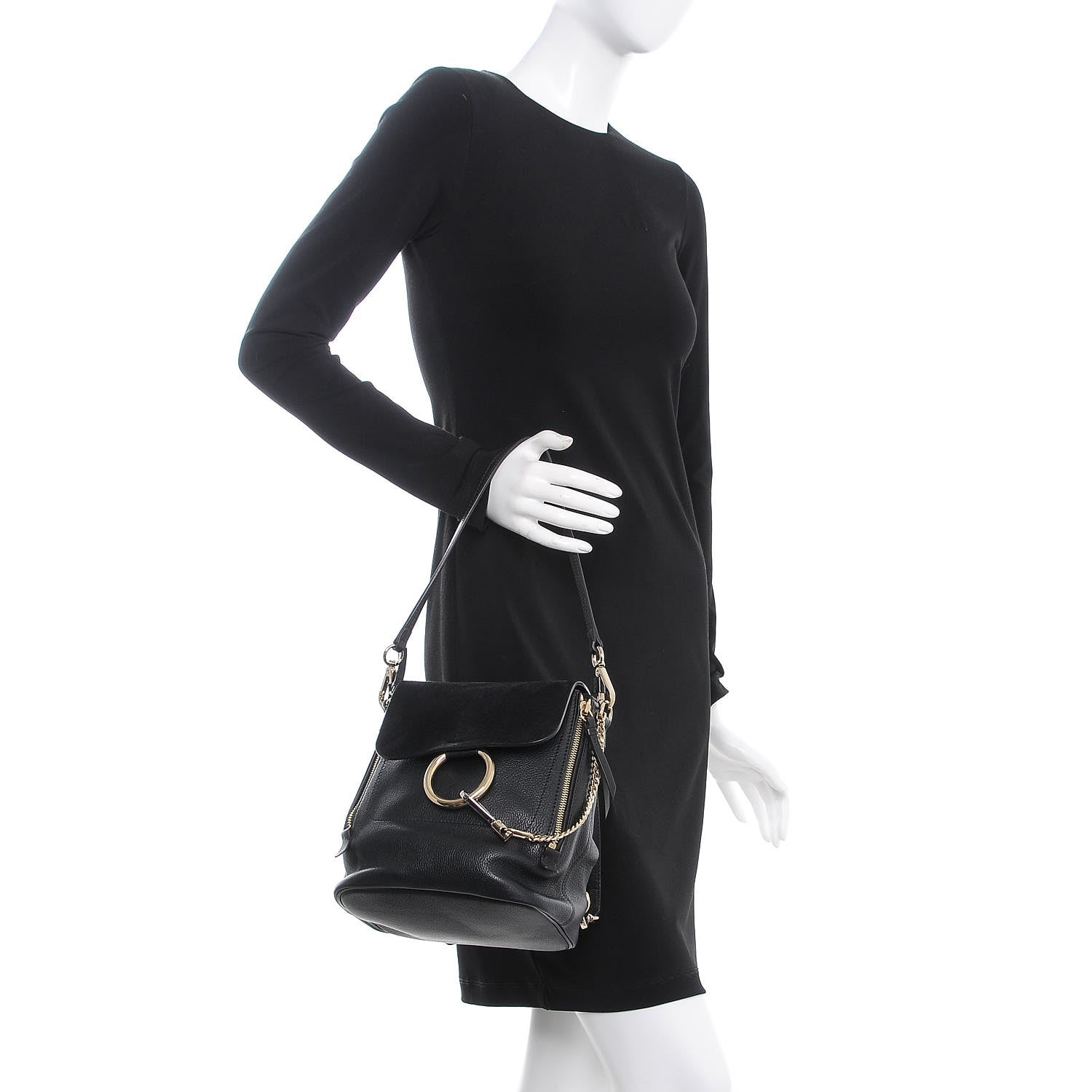 Chloe Suede Calfskin Small Faye Backpack Black 3 of 7