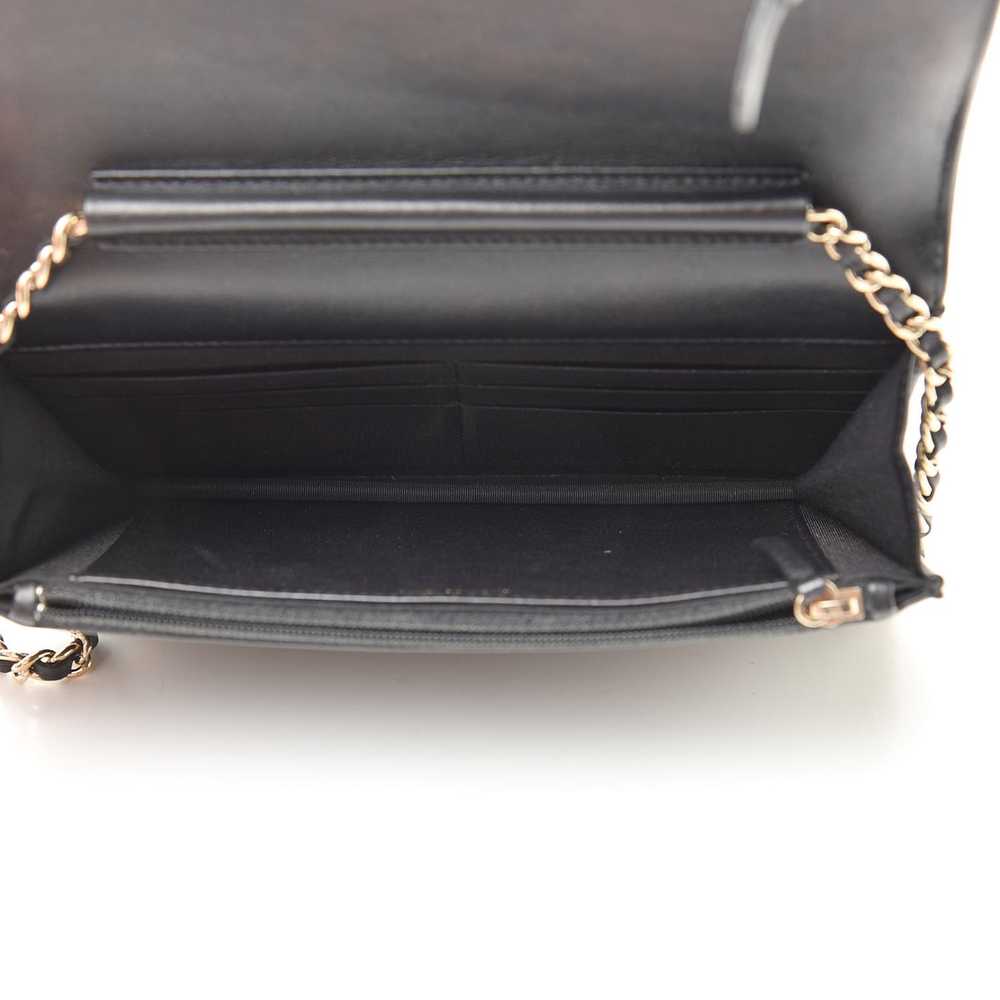 Metallic Goatskin Lambskin Boy Wallet on Chain WOC Black Gold