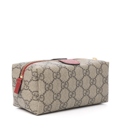 Gucci Soft GG Supreme Monogram Calfskin Small Ophidia Cosmetic Case Beige Ebony Hibiscus Red 2 of 7