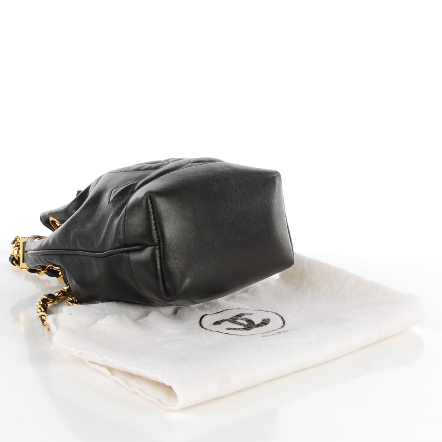 Lambskin CC Drawstring Bag Black