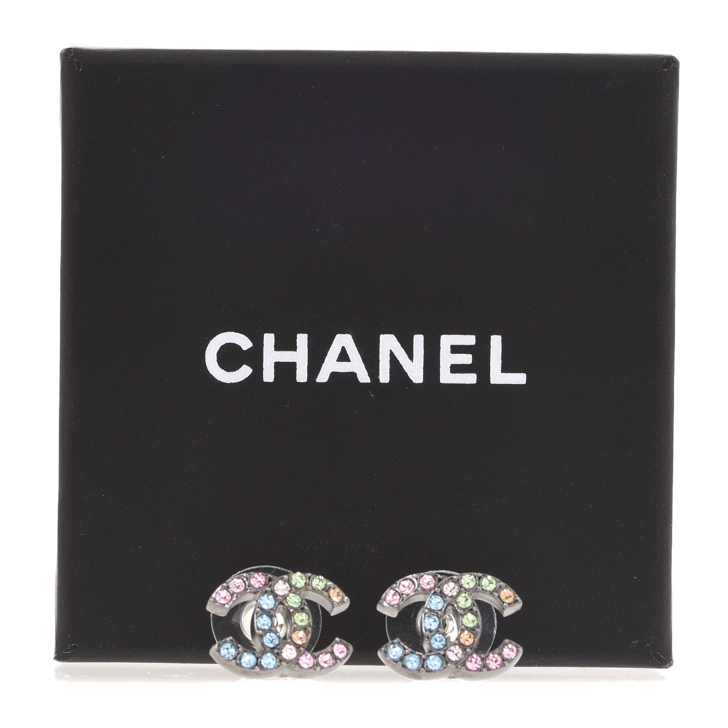 Chanel Ruthenium Crystal CC Earrings Multicolor 5 of 5