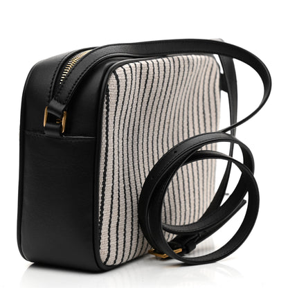 Saint Laurent Canvas Calfskin Monogram Lou Camera Bag Black Grey Cream 3 of 10